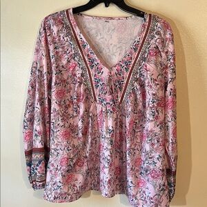 Chic Pink Floral Blouse